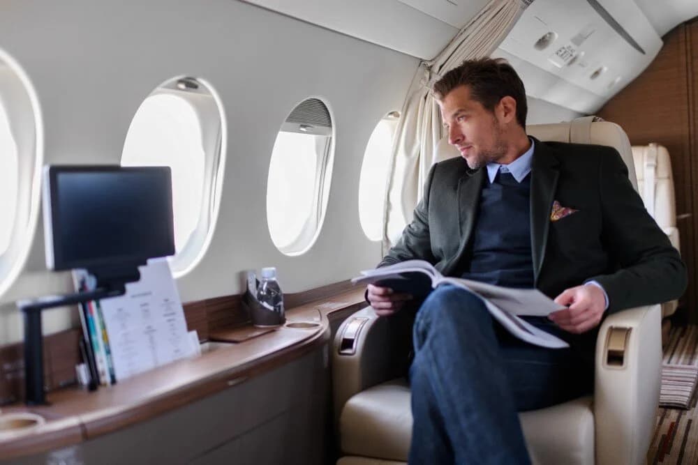 Executive in private jet
