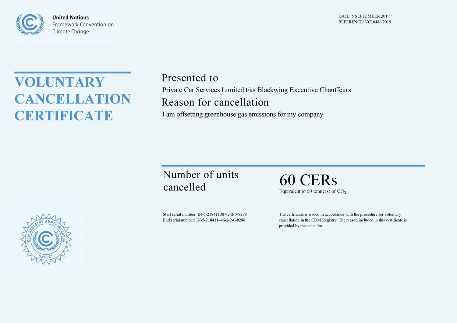 Chicken Litter to energy Certificate